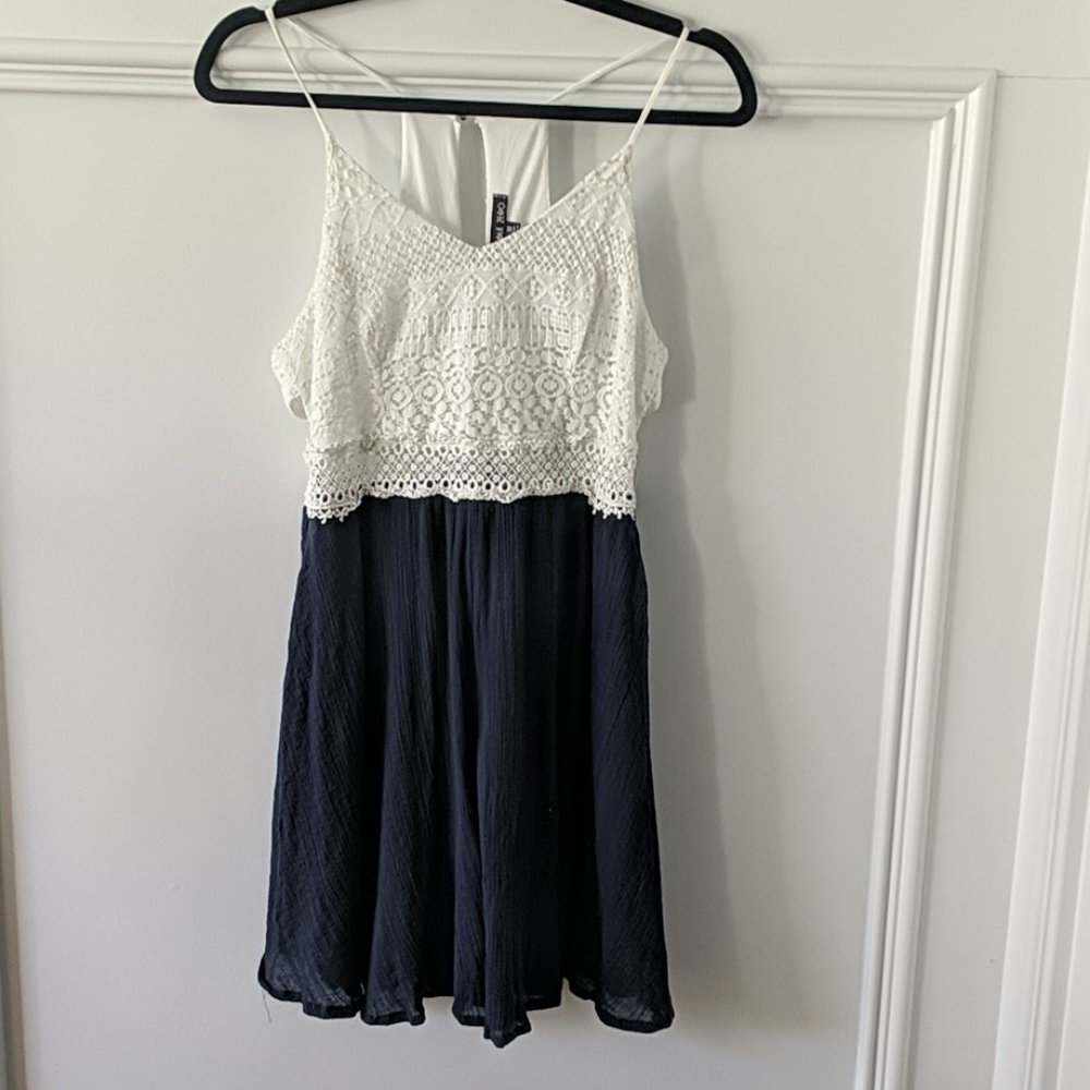 Double Zero Navy/White Thin strap Dress  Med